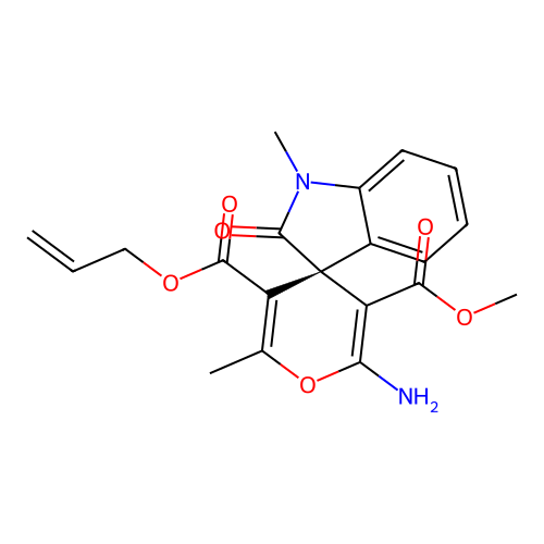 (S)-5'-allyl 3'-methyl 2'-amino-1,6'-dimethyl-2-oxospiro[indoline-3,4'-pyran]-3',5'-dicarboxylate structure