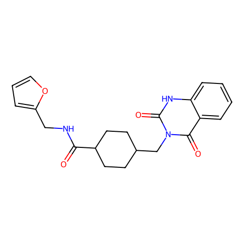 (1r,4r)-4-((2,4-dioxo-1,2-dihydroquinazolin-3(4H)-yl)methyl)-N-(furan-2-ylmethyl)cyclohexanecarboxamide structure