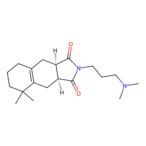 (3aS,9aR)-2-(3-(dimethylamino)propyl)-5,5-dimethyl-3a,4,5,6,7,8,9,9a-octahydro-1H-benzo[f]isoindole-1,3(2H)-dione structure