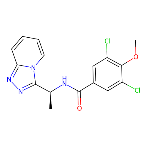 3,5-dichloro-4-methoxy-N-[(1S)-1-([1,2,4]triazolo[4,3-a]pyridin-3-yl)ethyl]benzamide structure