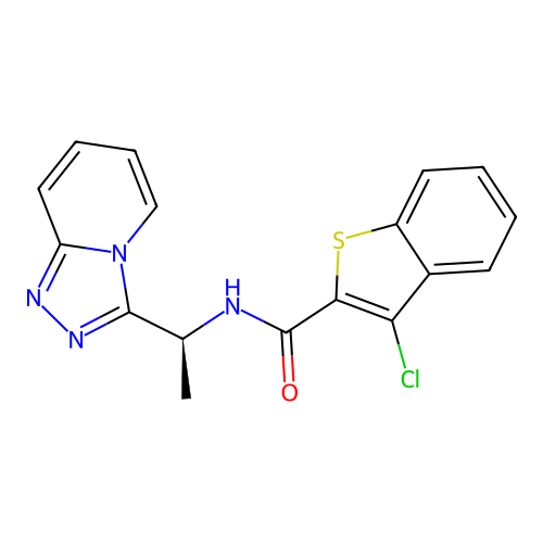 (S)-N-(1-([1,2,4]triazolo[4,3-a]pyridin-3-yl)ethyl)-3-chlorobenzo[b]thiophene-2-carboxamide structure