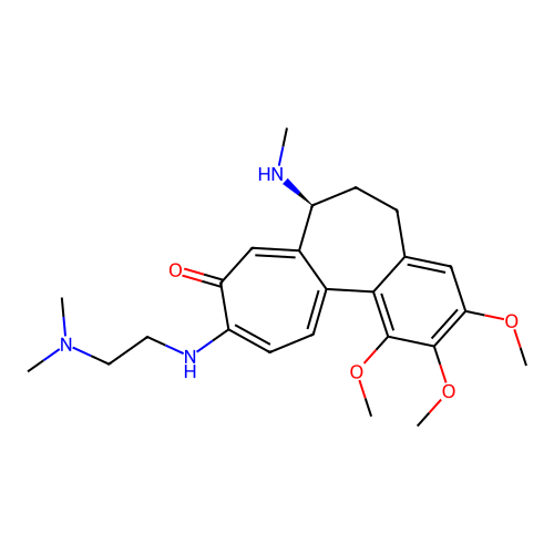 (7S)-10-(2-dimethylaminoethylamino)-1,2,3-trimethoxy-7-(methylamino)-6,7-dihydro-5H-benzo[a]heptalen-9-one structure