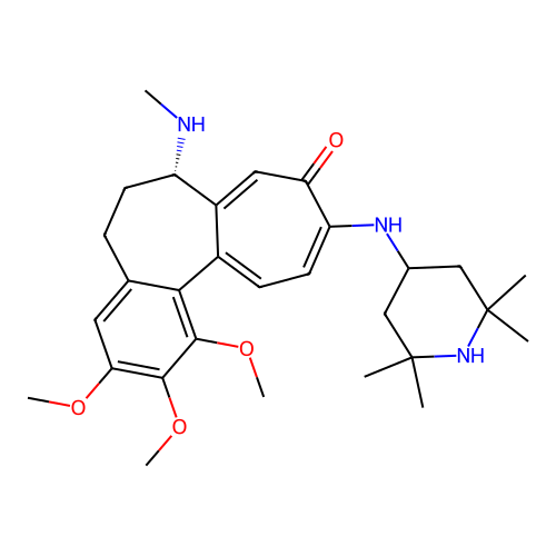 (7S)-1,2,3-trimethoxy-7-(methylamino)-10-[(2,2,6,6-tetramethylpiperidin-4-yl)amino]-6,7-dihydro-5H-benzo[a]heptalen-9-one structure