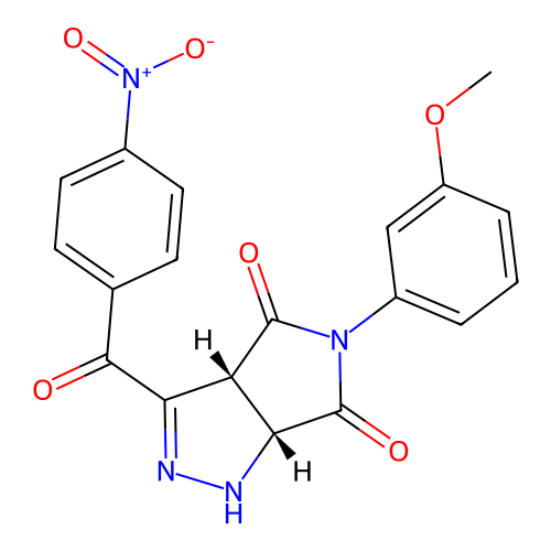 (3aR,6aR)-5-(3-methoxyphenyl)-3-(4-nitrobenzoyl)-1,6a-dihydropyrrolo[3,4-c]pyrazole-4,6(3aH,5H)-dione structure