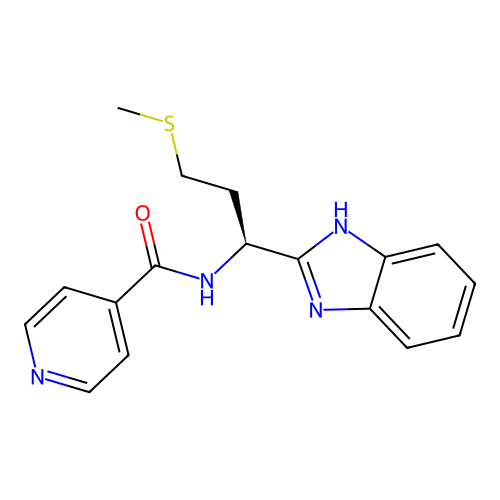 (S)-N-(1-(1H-benzo[d]imidazol-2-yl)-3-(methylthio)propyl)isonicotinamide structure