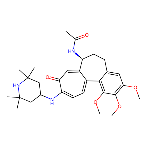 (S)-N-(1,2,3-trimethoxy-9-oxo-10-((2,2,6,6-tetramethylpiperidin-4-yl)amino)-5,6,7,9-tetrahydrobenzo[a]heptalen-7-yl)acetamide structure