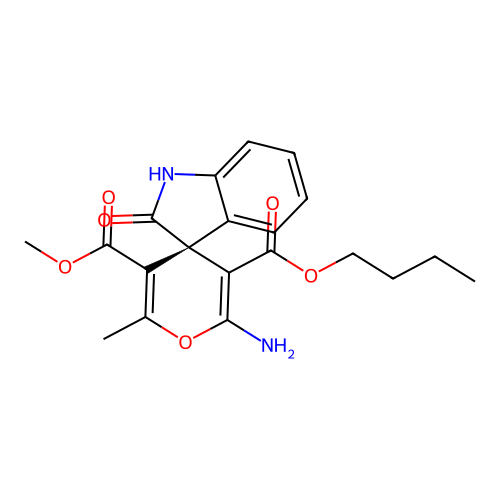 (S)-3'-butyl 5'-methyl 2'-amino-6'-methyl-2-oxospiro[indoline-3,4'-pyran]-3',5'-dicarboxylate structure