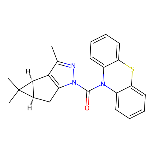 (10H-phenothiazin-10-yl)((3bS,4aR)-3,4,4-trimethyl-3b,4,4a,5-tetrahydro-1H-cyclopropa[3,4]cyclopenta[1,2-c]pyrazol-1-yl)methanone structure