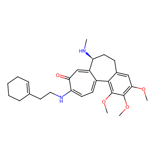 (7S)-10-[2-(cyclohexen-1-yl)ethylamino]-1,2,3-trimethoxy-7-(methylamino)-6,7-dihydro-5H-benzo[a]heptalen-9-one structure