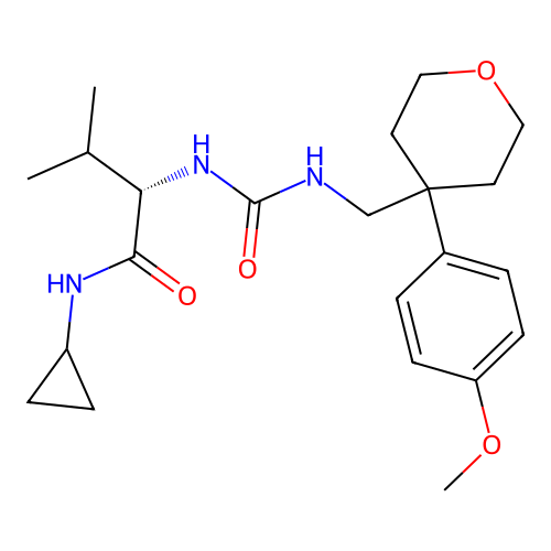 (2S)-N-cyclopropyl-2-[[4-(4-methoxyphenyl)oxan-4-yl]methylcarbamoylamino]-3-methylbutanamide structure