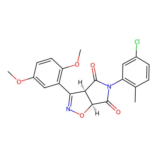 (3aR,6aS)-5-(5-chloro-2-methylphenyl)-3-(2,5-dimethoxyphenyl)-3a,6a-dihydropyrrolo[3,4-d][1,2]oxazole-4,6-dione structure