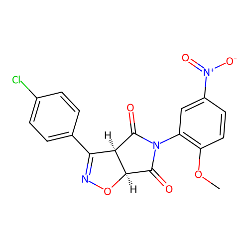 (3aR,6aS)-3-(4-chlorophenyl)-5-(2-methoxy-5-nitrophenyl)-3a,6a-dihydropyrrolo[3,4-d][1,2]oxazole-4,6-dione structure