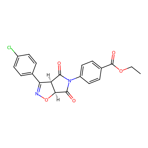 ethyl 4-((3aR,6aS)-3-(4-chlorophenyl)-4,6-dioxo-6,6a-dihydro-3aH-pyrrolo[3,4-d]isoxazol-5(4H)-yl)benzoate structure