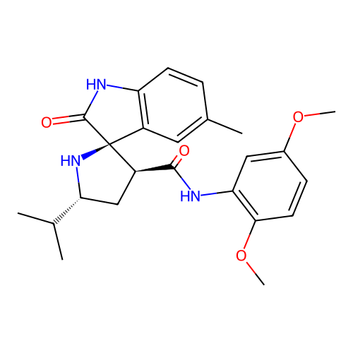 (2'R,3'S,5'R)-N-(2,5-dimethoxyphenyl)-5'-isopropyl-5-methyl-2-oxospiro[indoline-3,2'-pyrrolidine]-3'-carboxamide structure