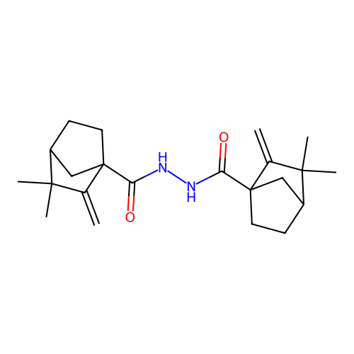 N'-[(3,3-dimethyl-2-methylidenebicyclo[2.2.1]hept-1-yl)carbonyl]-3,3-dimethyl-2-methylidenebicyclo[2.2.1]heptane-1-carbohydrazide structure