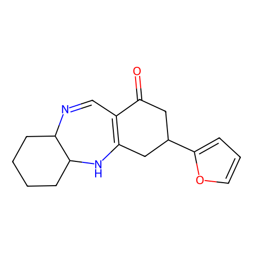 3-(furan-2-yl)-2,3,4,5a,6,7,8,9,9a,10-decahydro-1H-dibenzo[b,e][1,4]diazepin-1-one structure