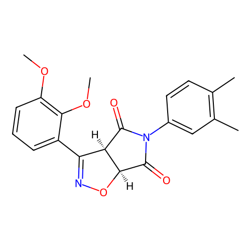 (3aR,6aS)-3-(2,3-dimethoxyphenyl)-5-(3,4-dimethylphenyl)-3a,6a-dihydropyrrolo[3,4-d][1,2]oxazole-4,6-dione structure