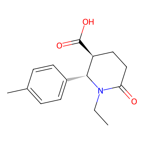 (2S,3S)-1-ethyl-2-(4-methylphenyl)-6-oxopiperidine-3-carboxylic acid structure