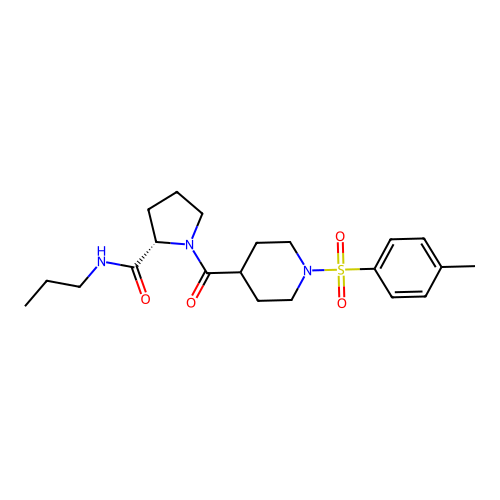 (S)-N-propyl-1-(1-tosylpiperidine-4-carbonyl)pyrrolidine-2-carboxamide structure