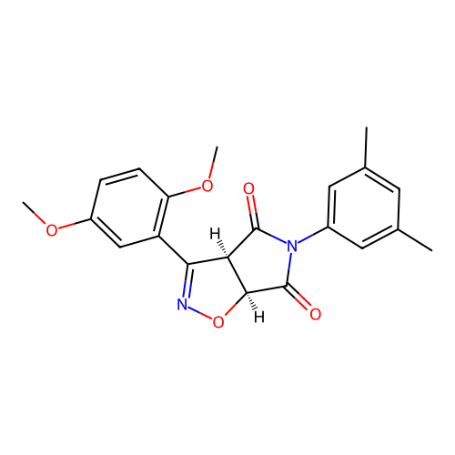 (3aR,6aS)-3-(2,5-dimethoxyphenyl)-5-(3,5-dimethylphenyl)-3a,6a-dihydropyrrolo[3,4-d][1,2]oxazole-4,6-dione structure