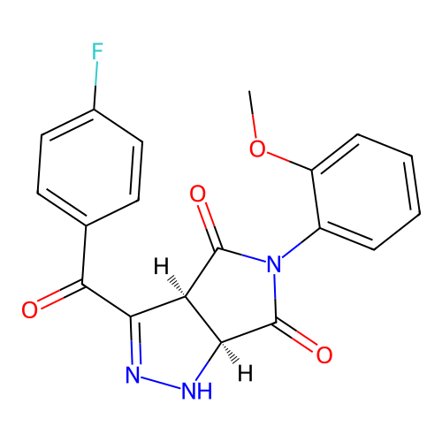 (3aS,6aS)-3-(4-fluorobenzoyl)-5-(2-methoxyphenyl)-1,6a-dihydropyrrolo[3,4-c]pyrazole-4,6(3aH,5H)-dione structure