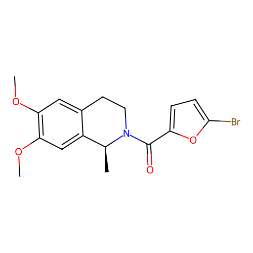 (S)-(5-bromofuran-2-yl)(6,7-dimethoxy-1-methyl-3,4-dihydroisoquinolin-2(1H)-yl)methanone structure