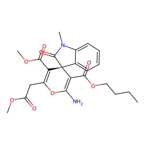 (S)-3'-butyl 5'-methyl 2'-amino-6'-(2-methoxy-2-oxoethyl)-1-methyl-2-oxospiro[indoline-3,4'-pyran]-3',5'-dicarboxylate structure