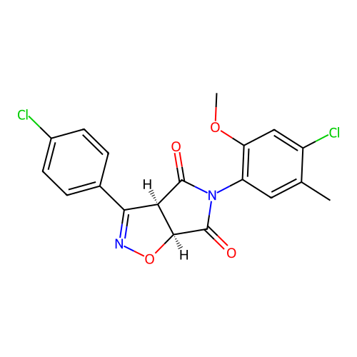 (3aR,6aS)-5-(4-chloro-2-methoxy-5-methylphenyl)-3-(4-chlorophenyl)-3a,6a-dihydropyrrolo[3,4-d][1,2]oxazole-4,6-dione structure