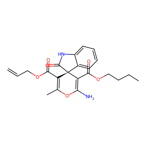 (S)-5'-allyl 3'-butyl 2'-amino-6'-methyl-2-oxospiro[indoline-3,4'-pyran]-3',5'-dicarboxylate structure
