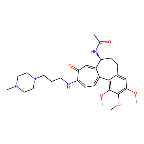 (S)-N-(1,2,3-trimethoxy-10-((3-(4-methylpiperazin-1-yl)propyl)amino)-9-oxo-5,6,7,9-tetrahydrobenzo[a]heptalen-7-yl)acetamide structure