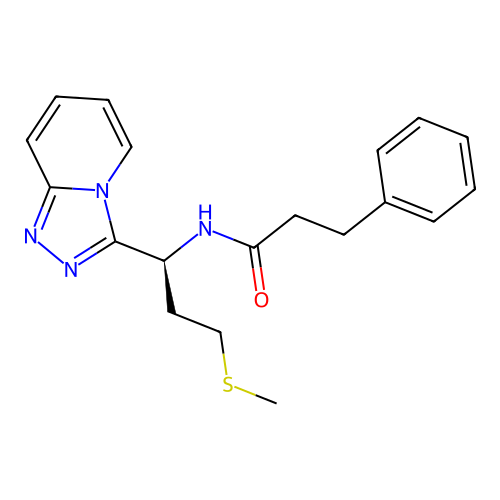 (S)-N-(1-([1,2,4]triazolo[4,3-a]pyridin-3-yl)-3-(methylthio)propyl)-3-phenylpropanamide structure