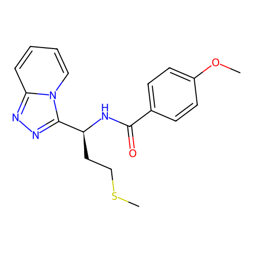 (S)-N-(1-([1,2,4]triazolo[4,3-a]pyridin-3-yl)-3-(methylthio)propyl)-4-methoxybenzamide structure