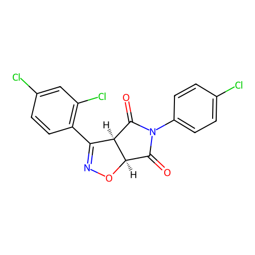 (3aR,6aS)-5-(4-chlorophenyl)-3-(2,4-dichlorophenyl)-3a,6a-dihydropyrrolo[3,4-d][1,2]oxazole-4,6-dione structure