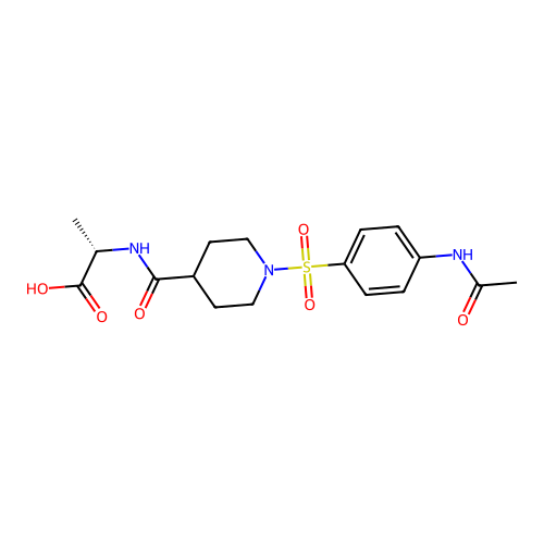 (S)-2-(1-((4-acetamidophenyl)sulfonyl)piperidine-4-carboxamido)propanoic acid structure