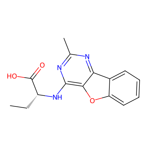 (R)-2-((2-methylbenzofuro[3,2-d]pyrimidin-4-yl)amino)butanoic acid structure
