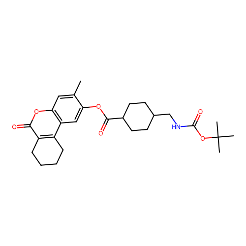 (1r,4r)-3-methyl-6-oxo-7,8,9,10-tetrahydro-6H-benzo[c]chromen-2-yl 4-(((tert-butoxycarbonyl)amino)methyl)cyclohexanecarboxylate structure