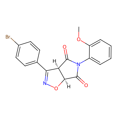 (3aR,6aS)-3-(4-bromophenyl)-5-(2-methoxyphenyl)-3a,6a-dihydropyrrolo[3,4-d][1,2]oxazole-4,6-dione structure