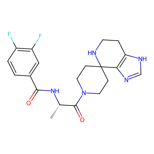 (S)-3,4-difluoro-N-(1-oxo-1-(1,5,6,7-tetrahydrospiro[imidazo[4,5-c]pyridine-4,4'-piperidin]-1'-yl)propan-2-yl)benzamide structure