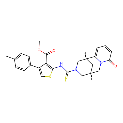 methyl 2-((1R,5R)-8-oxo-2,3,4,5,6,8-hexahydro-1H-1,5-methanopyrido[1,2-a][1,5]diazocine-3-carbothioamido)-4-(p-tolyl)thiophene-3-carboxylate structure