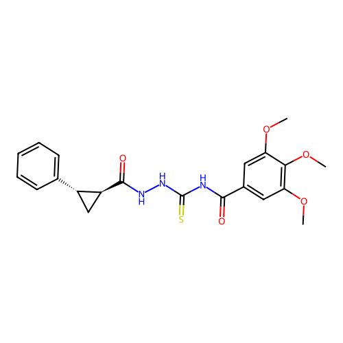 3,4,5-trimethoxy-N-[[[(1S,2S)-2-phenylcyclopropanecarbonyl]amino]carbamothioyl]benzamide structure