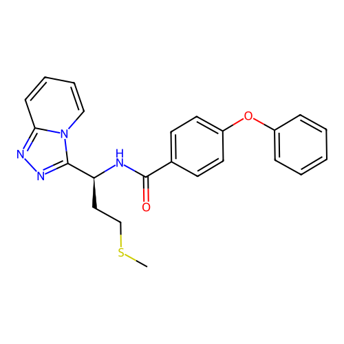 (S)-N-(1-([1,2,4]triazolo[4,3-a]pyridin-3-yl)-3-(methylthio)propyl)-4-phenoxybenzamide structure