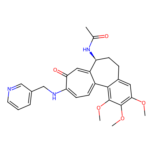 (S)-N-(1,2,3-trimethoxy-9-oxo-10-((pyridin-3-ylmethyl)amino)-5,6,7,9-tetrahydrobenzo[a]heptalen-7-yl)acetamide structure