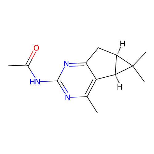 N-((4bS,5aR)-4,5,5-trimethyl-4b,5,5a,6-tetrahydrocyclopropa[3,4]cyclopenta[1,2-d]pyrimidin-2-yl)acetamide structure