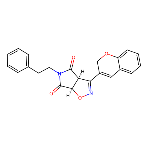 (3aS,6aR)-3-(2H-chromen-3-yl)-5-(2-phenylethyl)-3aH-pyrrolo[3,4-d][1,2]oxazole-4,6(5H,6aH)-dione structure