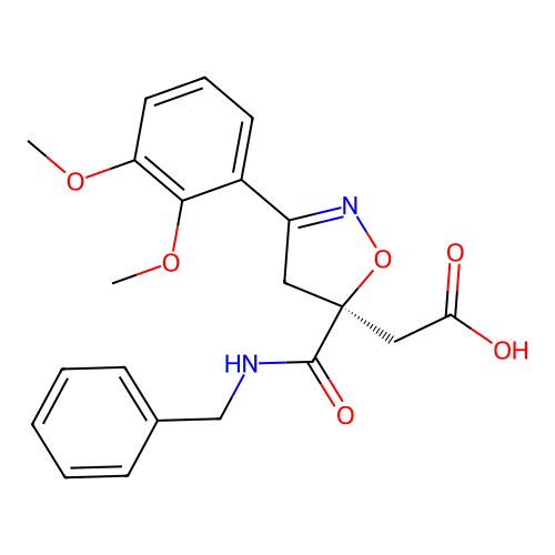 2-[(5S)-5-(benzylcarbamoyl)-3-(2,3-dimethoxyphenyl)-4H-1,2-oxazol-5-yl]acetic Acid structure