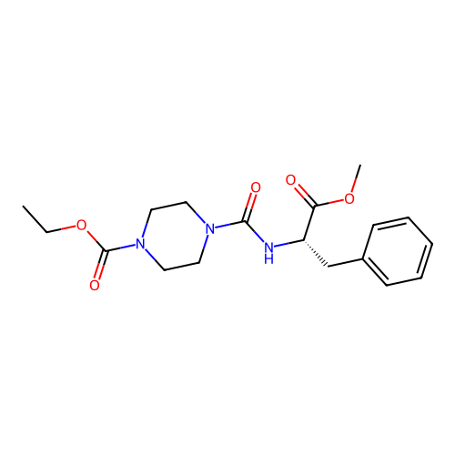 methyl N-{[4-(ethoxycarbonyl)piperazin-1-yl]carbonyl}-L-phenylalaninate structure