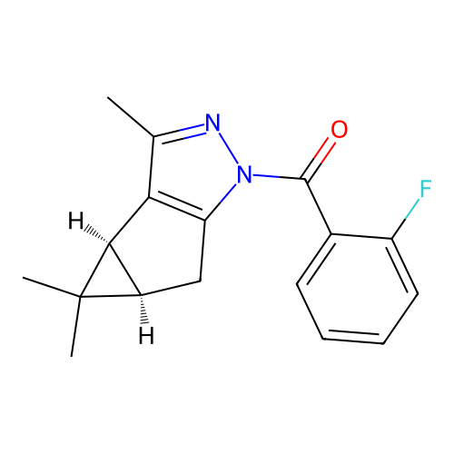 (2-fluorophenyl)((3bS,4aR)-3,4,4-trimethyl-3b,4,4a,5-tetrahydro-1H-cyclopropa[3,4]cyclopenta[1,2-c]pyrazol-1-yl)methanone structure