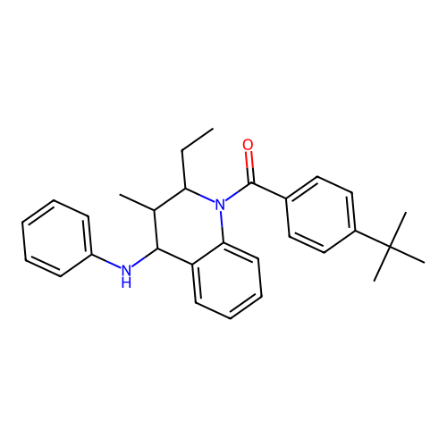 (4-anilino-2-ethyl-3-methyl-3,4-dihydro-2H-quinolin-1-yl)-(4-tert-butylphenyl)methanone structure