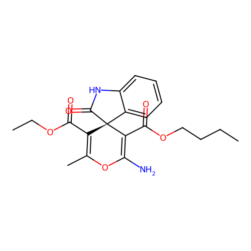 (S)-3'-butyl 5'-ethyl 2'-amino-6'-methyl-2-oxospiro[indoline-3,4'-pyran]-3',5'-dicarboxylate structure