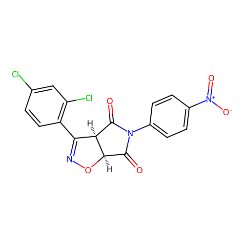 (3aR,6aS)-3-(2,4-dichlorophenyl)-5-(4-nitrophenyl)-3a,6a-dihydropyrrolo[3,4-d][1,2]oxazole-4,6-dione structure